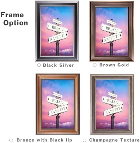 Street Sign Black and White Framed Arts Gift Your Names,the Date and romantic verses or write your own message Gift for Anniversary.With Different Frame Styles Framed Size:21 5/8X15 1/2 inches