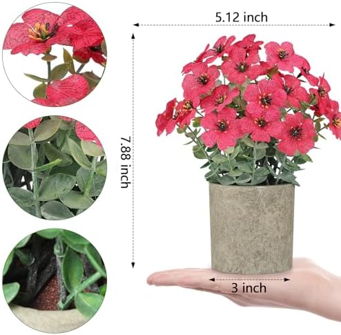 2 Pack Small Fake Plants Potted Artificial Plants Artificial Flowers Potted