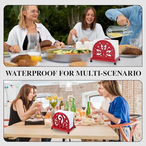JOGREFUL Cast Iron Napkin Holder, Kitchen Organizer Mistletoe Pattern Red