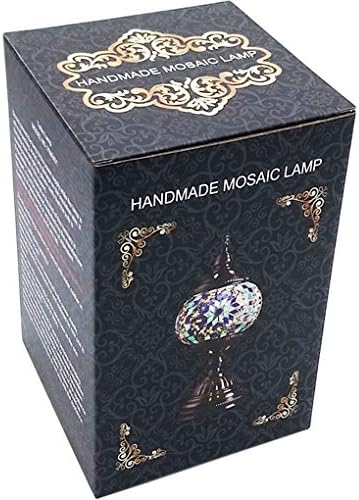 SILVERFEVER Handcrafted Mosaic Turkish Lamp -Moroccan Glass - Table Desk Bedside Light- Bronze Base (Blue Star of David)