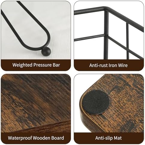 YINMIT Napkin Holder for Table, Farmhouse Napkin Holders with Weighted Arm, Wood Rustic Napkin Holders for Paper Napkins, Napkins Holder for Kitchen, Dining Table