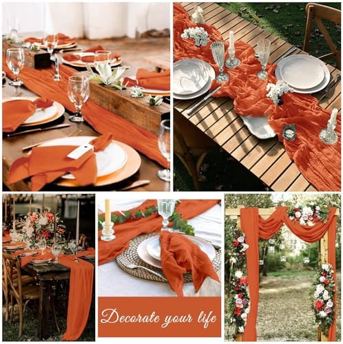 20 Pack Cheesecloth Table Runner 17 x 108 Inch, Orange
