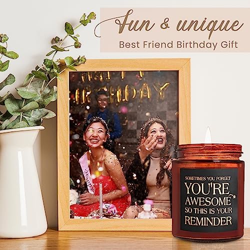 Birthday Gifts for Women Men - You're Awesome Candle - Stress Relief, Thank You, Inspirational Gift for Her Wife Girlfriend Sister Bestie - Relaxing Lavender Vanilla Scented Candle for Home