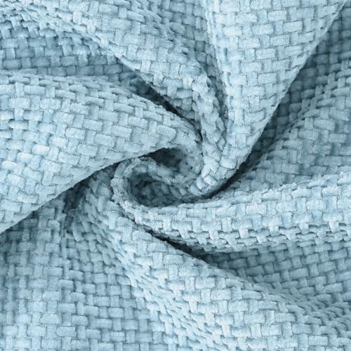 MADIZZ Decorative Chenille Velvet Throw Pillow Covers Set of 2 Soft Boho Textured Neutral Couch Throw Pillow for Bed Modern Farmhouse Home Decor for Sofa Livingroom Light Blue 18x18 Inch