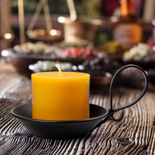 Matte Black Iron Pillar Candle Holder, Handle & Safety Spike