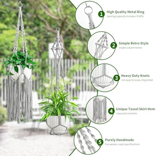 SFENNGPET Macrame Plant Hangers, 6Pack Hanging Planters for Indoor Plants