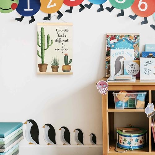 TLESKE Mental Health Cactus Poster Hanger Frame, Motivational Inspirational Hanging Wall Art Decor Framed for Therapy Counseling Office, Growth Looks Different for Everyone Wall Prints Picture, 12x16