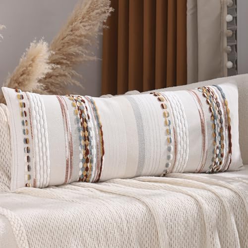 Boho Throw Pillow Cover14 x 36 Rust Blue Yellow