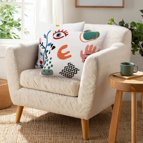 Merrycolor Boho Abstract Pillow Covers Colorful Woman Face Line Cute Pillow Cases Mid Century Aesthetic Modern Boho Pillows Decorative Throw Pillows for Bed Couch Living Room,1PC 18×18 inch