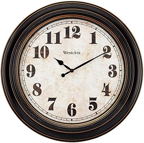 Westclox Traditional Large Wall Clock Battery-Operated Clock for Living Room, Bedroom, Office | Ideal Housewarming Gift (20 Inch, Rustwood)