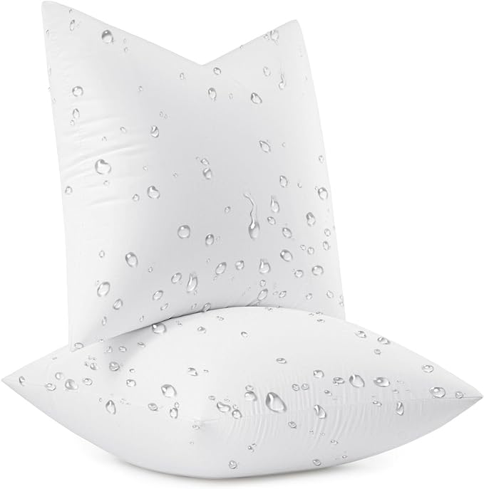 MIULEE Outdoor Pillow Inserts 16x16 Pack of 2 | Waterproof Throw Pillow Inserts Decorative 100% Virgin Fibers Filling for Patio Sofa Couch