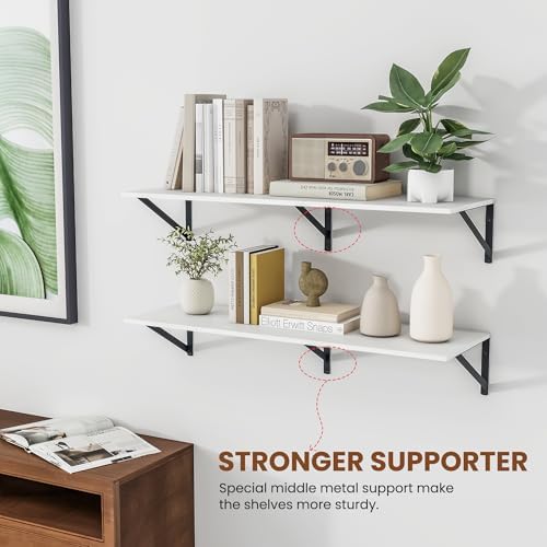 Heimlove 36W x 12D Deep Floating Shelves Set of 2 White