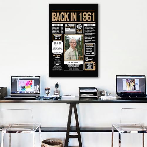 Personalized 64th Birthday Party Decorations Men, Women, Him, Her - Custom Gifts Idea For 64 Years Old, Back In The Year You Born Newspaper For 64th Birthday Poster No Frame Black Gold