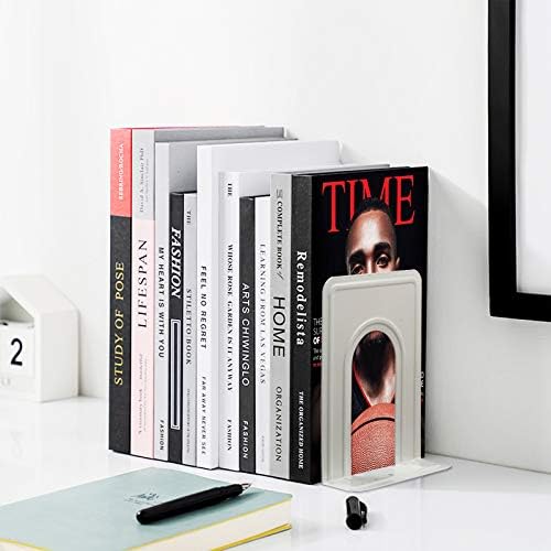 HappyHapi 7 Pairs Book Ends, Heavy Duty Bookends for Shelves, White