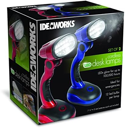IdeaWorks Jobar International (Set/2) LED Desk Lamps with Pivoting Heads and Handled Necks, Large, Red Blue