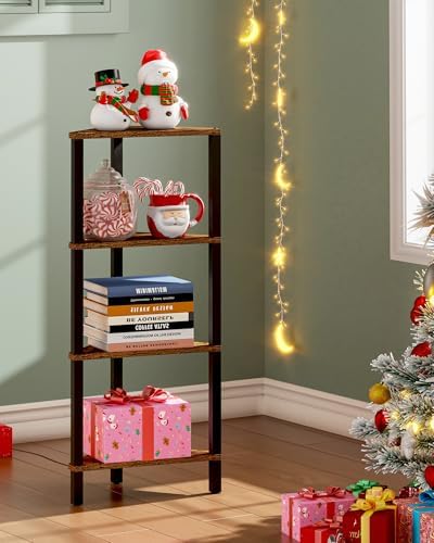 TUTOTAK Corner Shelf, 4-Tier Corner Bookshelf for Small Space