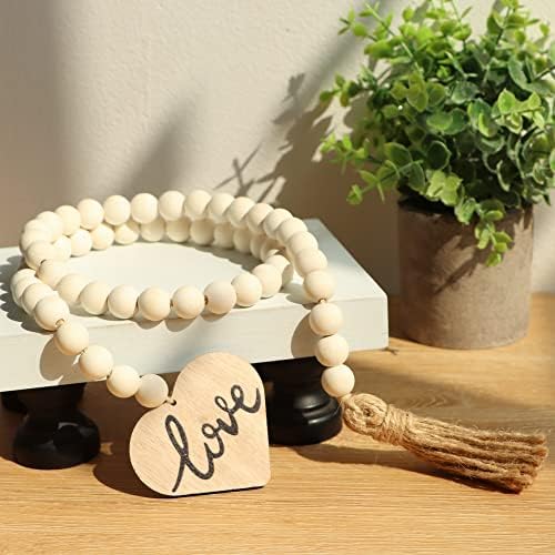 Meplait Love Wooden Bead Garland, 38in Decorative Beads Home Decor