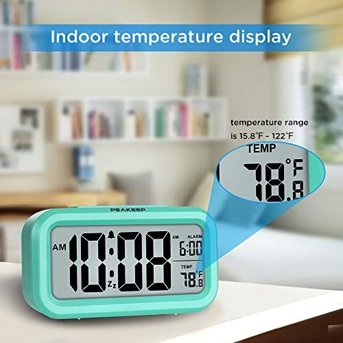 Peakeep Night Light Digital Alarm Clock Battery Operated Indoor Temperature