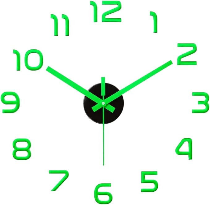 3D DIY Luminous Acrylic Wall Clock Set, Minimalist wall Clocks Simple, Drill-Free Minimalist Glow in Dark Digital Clock for Bedroom Living Room Office (Luminous, (50cm-19.6in))