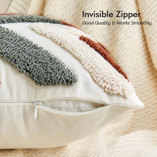 lifein 18x18 Pillow Covers-Throw Pillow Cover Tufted Boho Jacquard Pillow Covers Farmhouse Decorative Pillow Cover Pillow Cases for Gift Couch Sofa Bed Chair Living Room Home Decor