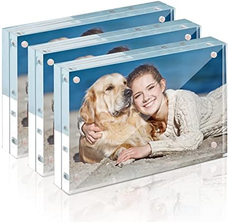 TWING 4x6 Acrylic Frame 3 Pack,20MM Thicker Frameless Clear Picture Frames