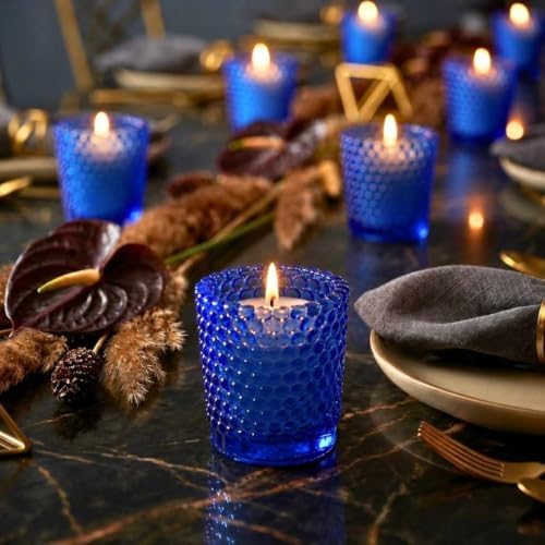 Richland Votive Candle Holders Hobnail Blue Set of 12