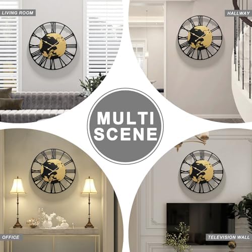 Large Wall Clocks for Living Room Decor，World Map Large Round Wall Clock 30 Inches Or Larger Clock for Office/Living Room/Kitchen/Dining Room Decor