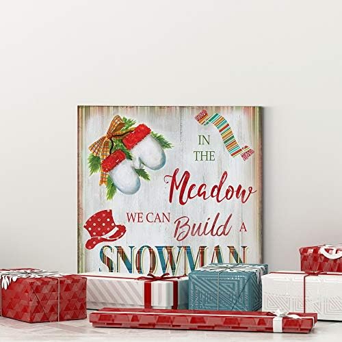 Renditions Gallery Xmas Wall Art Paintings & Prints In the Meadow we can build a Snowman Canvas Hanging Artwork for Bedroom Home Kitchen Wall Decorations - 24"X24" LT05