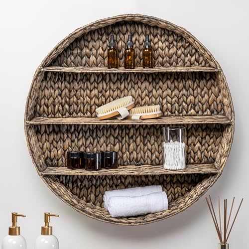 happimess Annulus 3-Shelf Circular Hyacinth Wall Rack 24.6", Brown