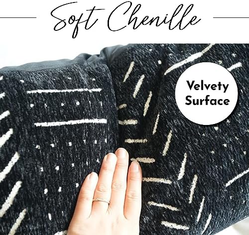 BLISSBLUSH Black Decorative Lumbar Pillow Cover 14X36, Boho Lumbar Throw Pillow For Bed, Long Decorative Pillow Case, Modern Accent Throw Pillow, 14 x 36 Textured Lumbar Pillow Decorative (COVER ONLY)