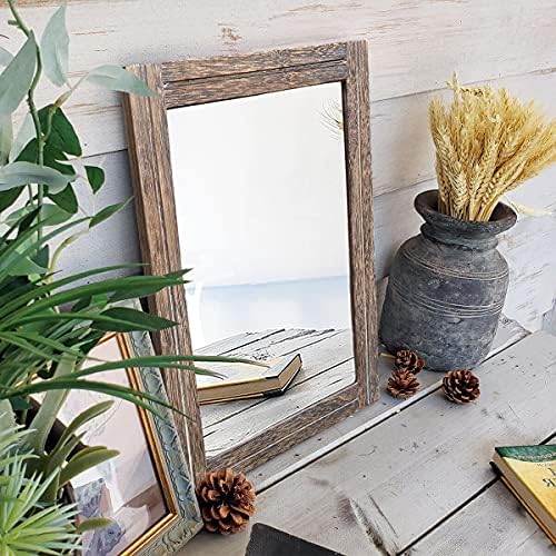 AAZZKANG Mirror with Wood Framed Rectangle Rustic Wall Mirrors Decor for Bedroom Bathroom Living Room Entryway