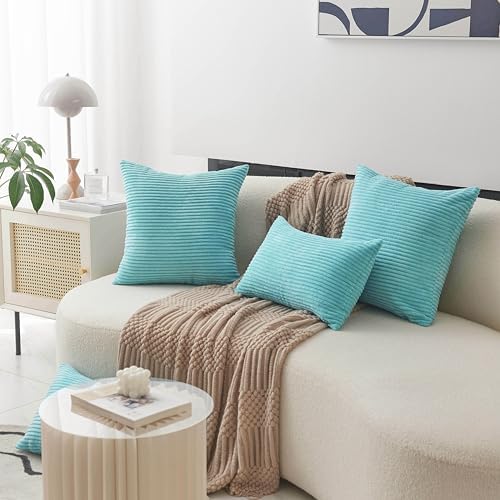 Home Brilliant Teal Throw Pillows for Couch Decorative Square Pillows Cover Pack of 2 Outdoor Pillow Cases for Chair, 40x40, 16 x 16 Inch, Teal