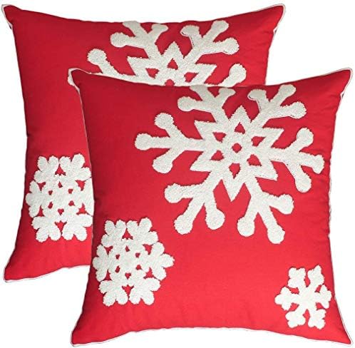 Red Decor Pillow Covers 18x18 Holiday Pillowcases Outdoor Embroidered Cushion for Farmhouse Sofa Office Bed Car 2PCS