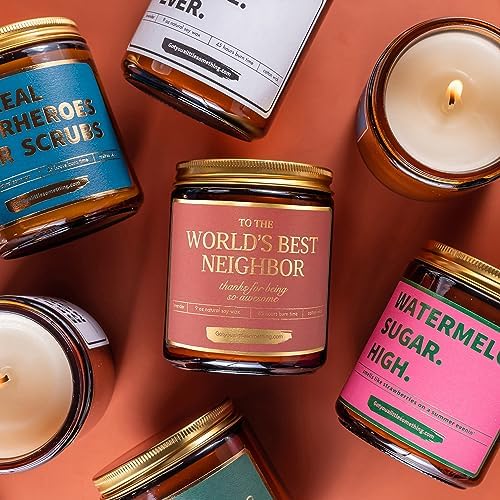Worlds Best Neighbor Candle | Neighbors Appreciation Gift for Mothers Day, House Warming, New Home, Farewell, Goodbye, Moving Out | Welcome to the Neighborhood Housewarming Gifts for New Neighbors