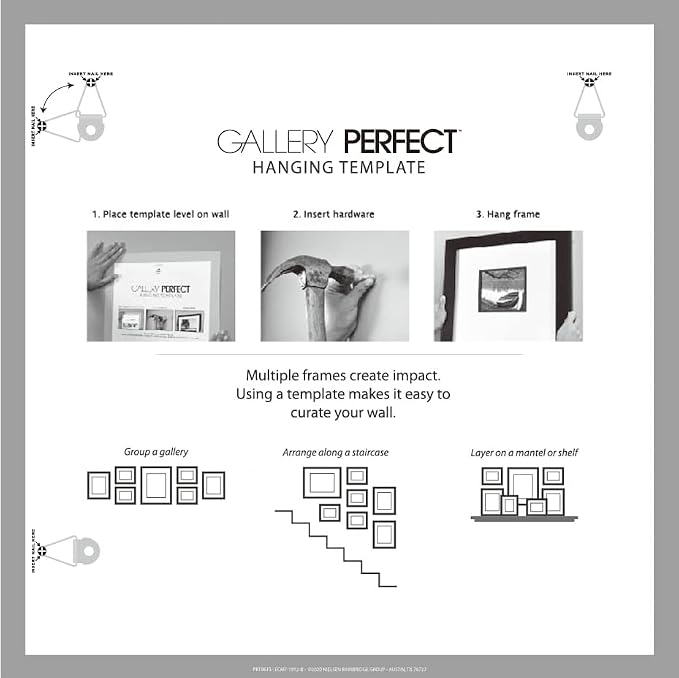 GALLERY PERFECT 12x12 Picture Frames, 9 Piece Set with Real Glass Cover for 8x8 Photos With Mat, Picture Frames Collage Wall Decor for Gallery Wall, Home Decor, Grey