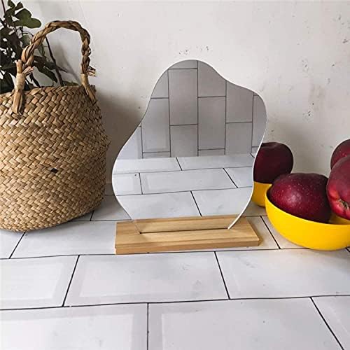 Acrylic Makeup Mirror for Desk with Stand Aesthetic Desk Decor Vanity Mirror Frameless Table top for Bedroom,Living Room and Minimal Spaces Room Decor (Baby Fat)
