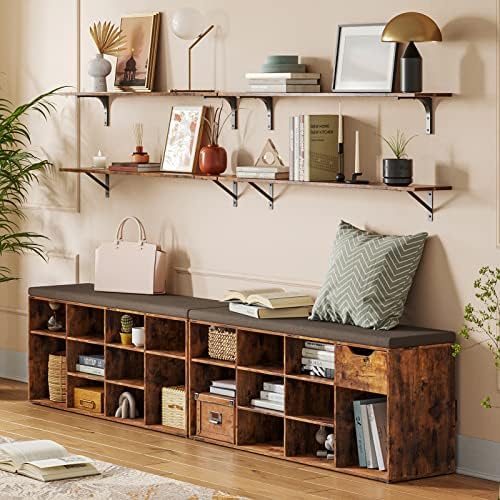 DINZI LVJ Long Wall Shelves, 39.4Inch Wooden Wall Mounted Shelves, Set of 4