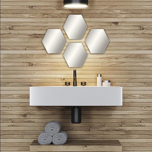 EVIDECO French Home Goods Small Decorative Wall Self Adhesive Shaped Mirrors - Set of 4