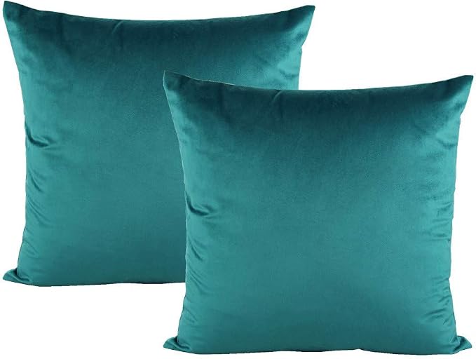 VAKADO 24x24 Teal Velvet Soft Solid Throw Pillow Covers Decorative Square Cushion Cases Home Decor for Couch Sofa Bedroom Car Set of 2