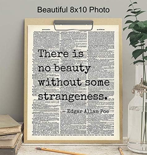 Edgar Allan Poe Quote 8x10 Dictionary Art Wall Decor Picture - Upcycled Vintage Retro Decoration for Home, Office, Apartment, Living Room, Bedroom, Bathroom - Gift for Poetry Fans