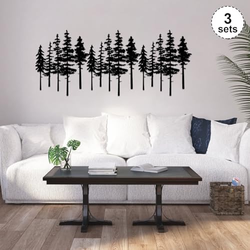 ESTART Metal Pine Tree Wall Art, Metal Tree Wall Decor | Nature Rustic Farmhouse Cabin Decor, Forest Wall Art for Home Living Room Bedroom Office Indoor and Outdoor Decoration