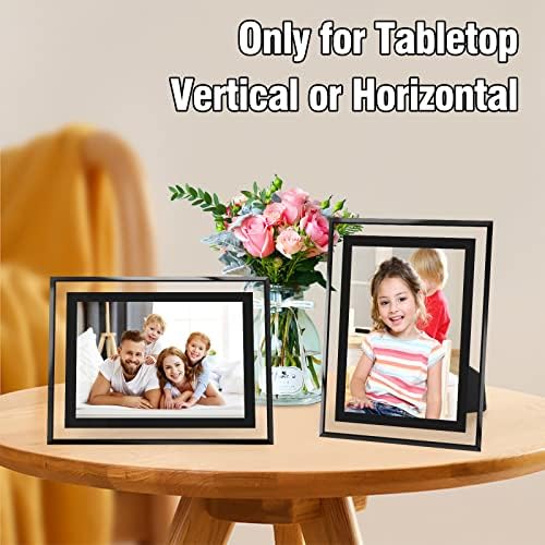 HIKWADERY 5x7 Picture Frames Black - Set of 2, HD Real Glass 5 by 7 Photo Frame for Tabletop Display, Wedding Birthday Mothers Day Gifts (5 x 7, Black)