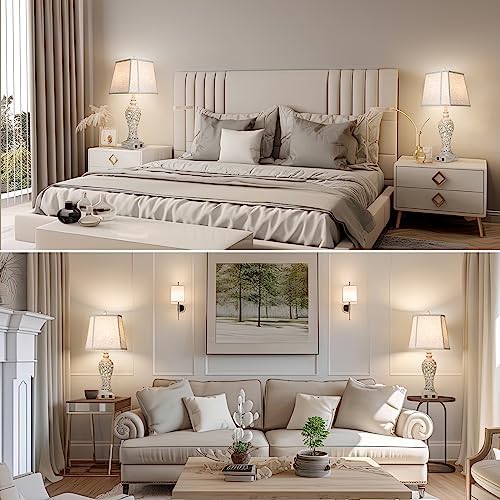 LuxSight Collection 28.5" Table Lamps Set of 2 with Nightlight for Bedroom