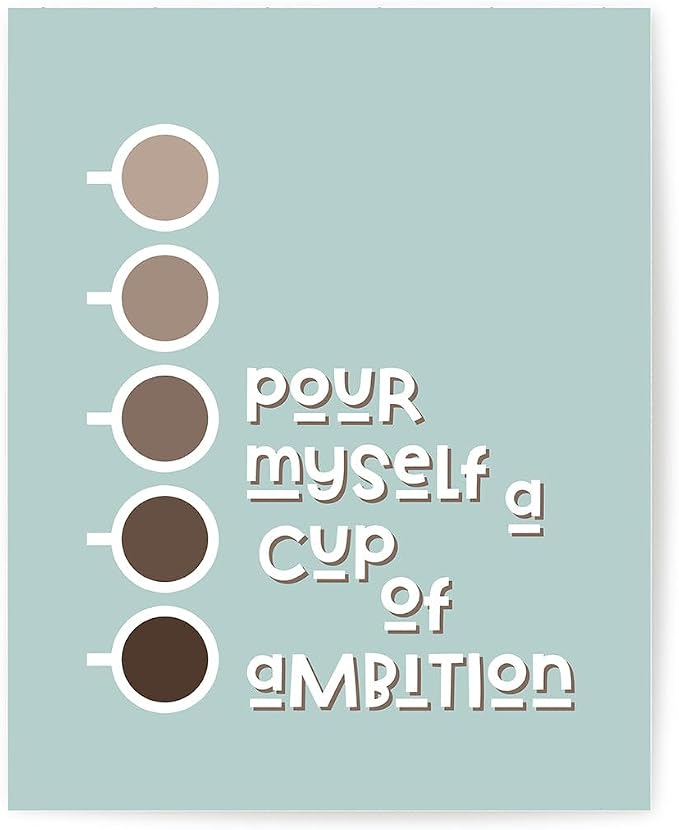 Song Lyrics Wall Art Print, Minimalist Coffee Cup Country Music Poster | 11x14" Maple Frame