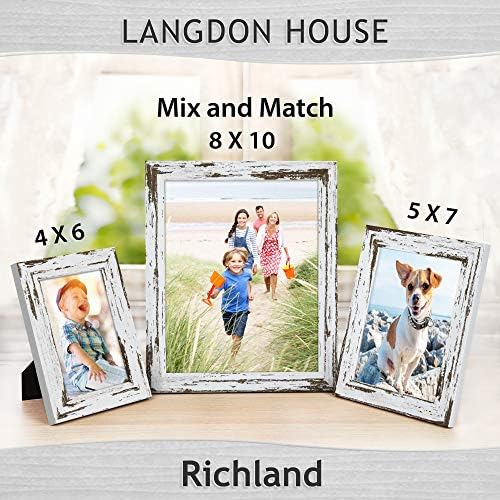Langdon House 4x6 Picture Frames (Distressed White, 6 Pack) Farmhouse Style, Richland Collection