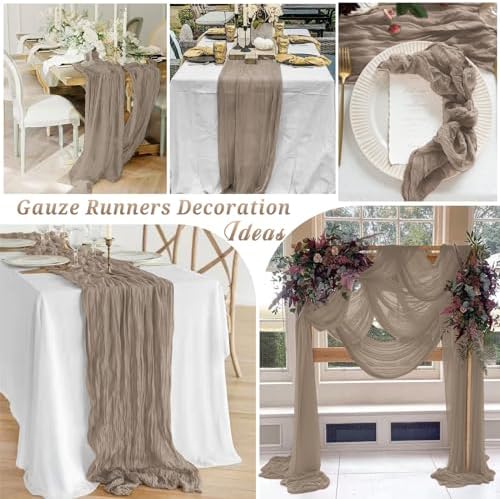 10 Pack Cheesecloth Table Runner 35 x 120 Inch, Nude