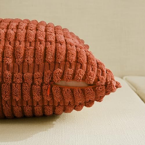 Fancy Homi 4 Packs Decorative Throw Pillow Covers for Living Room Couch Bed, Modern Farmhouse Boho Home Décor Accent Cushion Case, 20" x 20", Burnt Orange