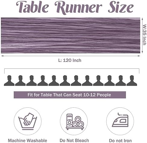6 Pieces Grape 10FT Cheesecloth Table Runner Boho Gauze Fabric Table Runner Rustic Sheer Runner for Wedding Birthday Baby Shower Party Boho Table Decoration（Grape）