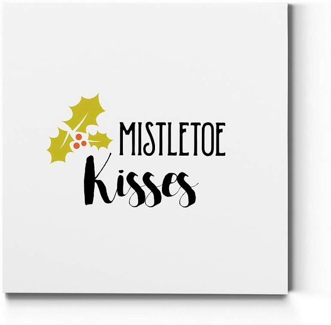 Renditions Gallery Canvas Wall Art for Christmas Decorations Mistletoe Kisses Xmas Romantic Wall Hangings for Bedroom Living Room & Kitchen Decor - 16"X16" LT05