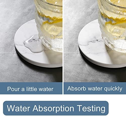 Absorbent Coasters for Drinks,Ceramic Coaster Set of 6 with Holder Durable
